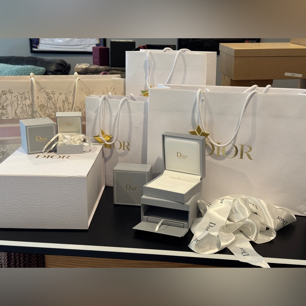 Empty DIOR jewelry boxes and bags